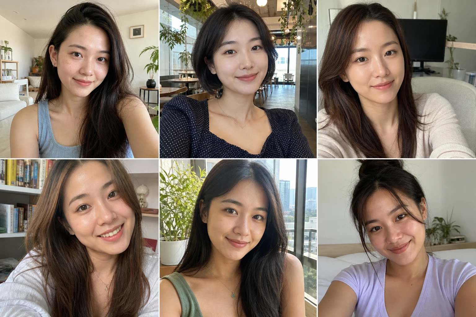 Illustrative community preview featuring adult Asian women in natural selfie portraits